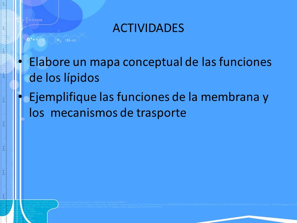 ACTIVIDADES Elabore un mapa conceptual de las funciones de los lípidos.