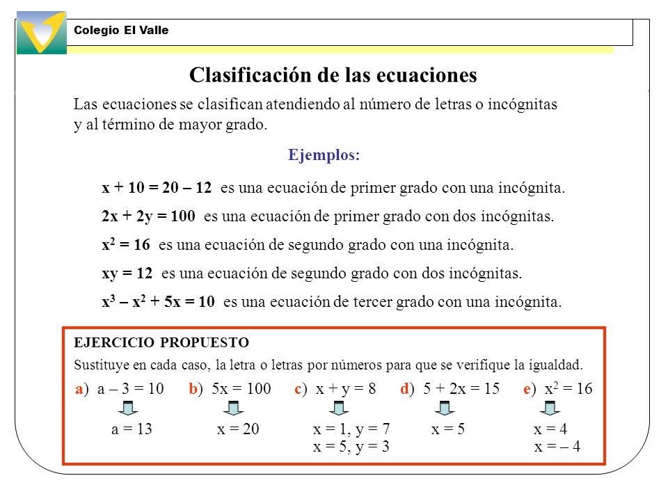 Clasificación de las ecuaciones