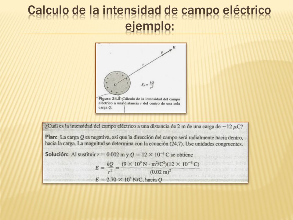 Calculo de la intensidad de campo eléctrico ejemplo: