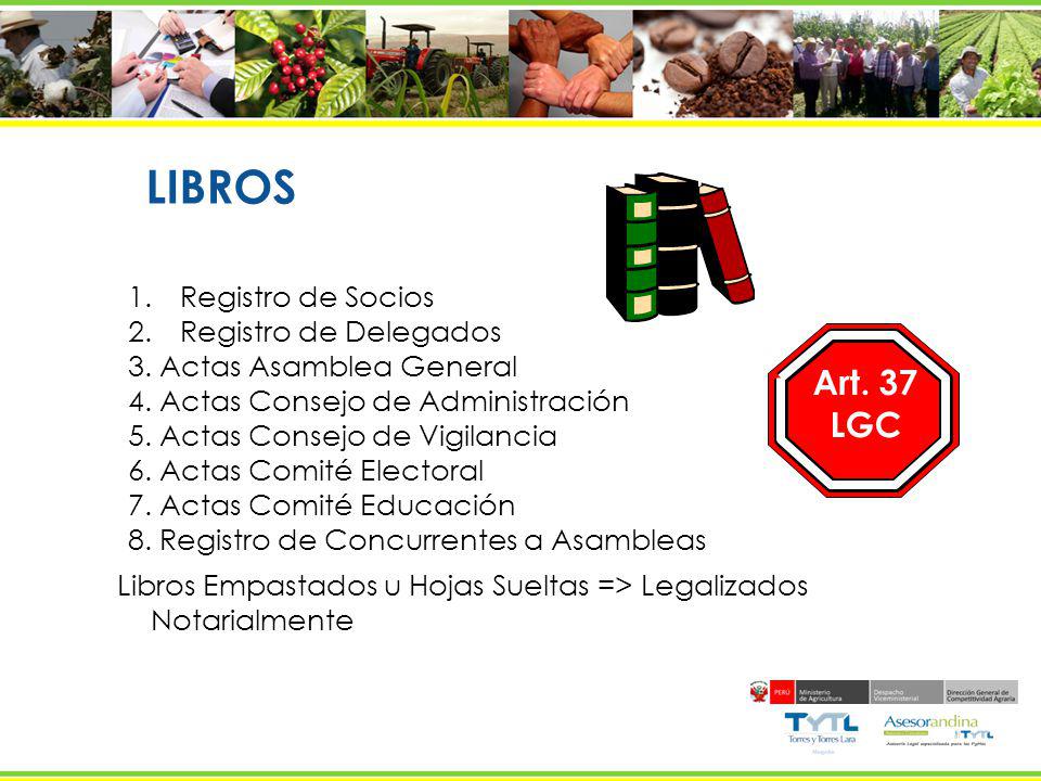 LIBROS Art. 37 LGC Registro de Socios Registro de Delegados