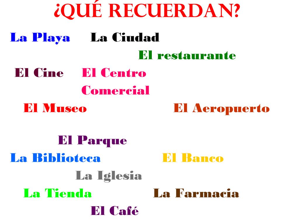 ¿Qué Recuerdan La Playa La Ciudad El restaurante El Cine El Centro