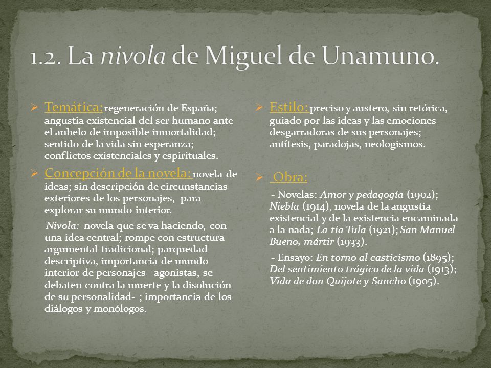 1.2. La nivola de Miguel de Unamuno.