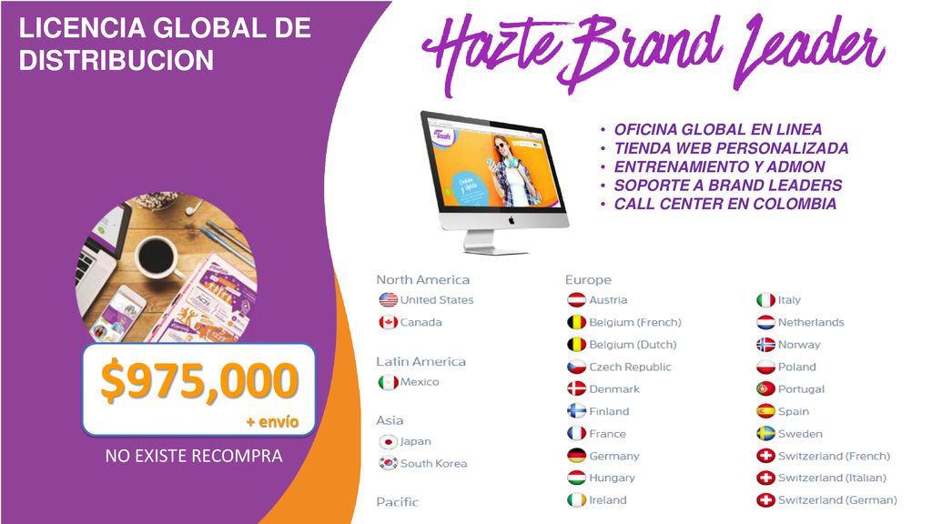 $975,000 LICENCIA GLOBAL DE DISTRIBUCION NO EXISTE RECOMPRA + envío