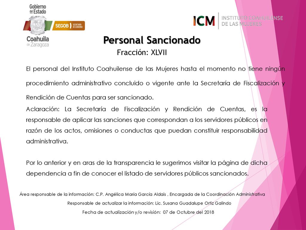 Fecha de actualización y/o revisión: 07 de Octubre del 2018