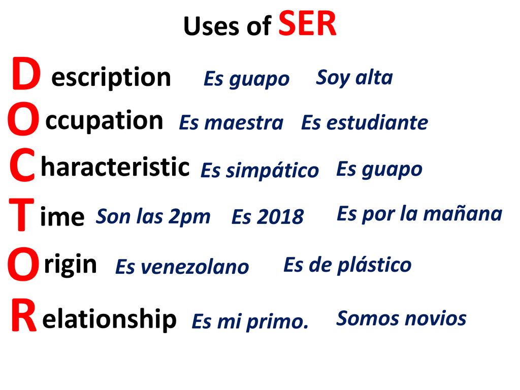 D O C T R Uses of SER escription ccupation haracteristic ime rigin