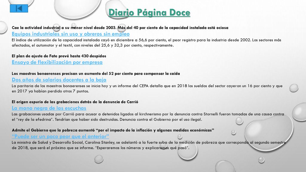 Diario Página Doce Equipos industriales sin uso y obreros sin empleo