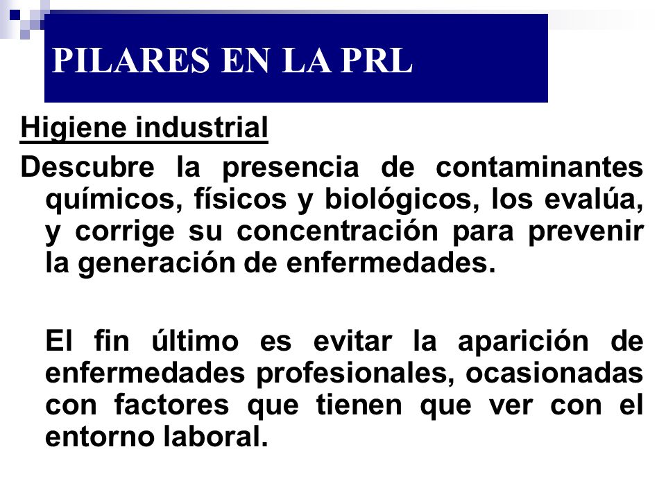 PILARES EN LA PRL Higiene industrial