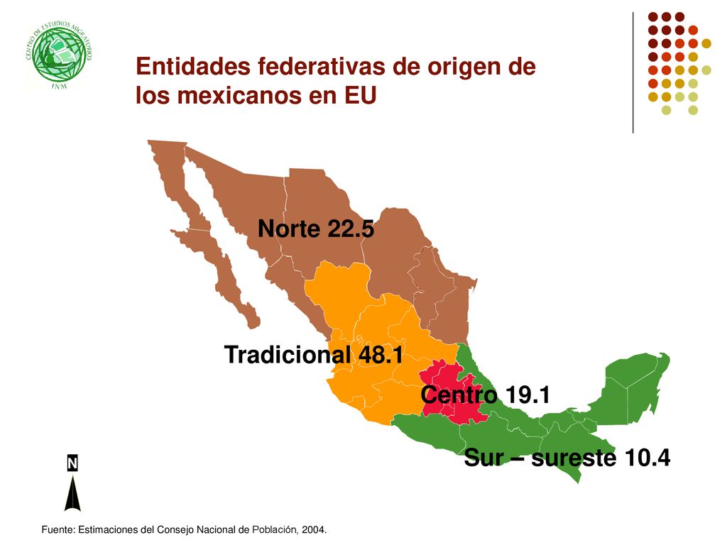 Entidades federativas de origen de los mexicanos en EU