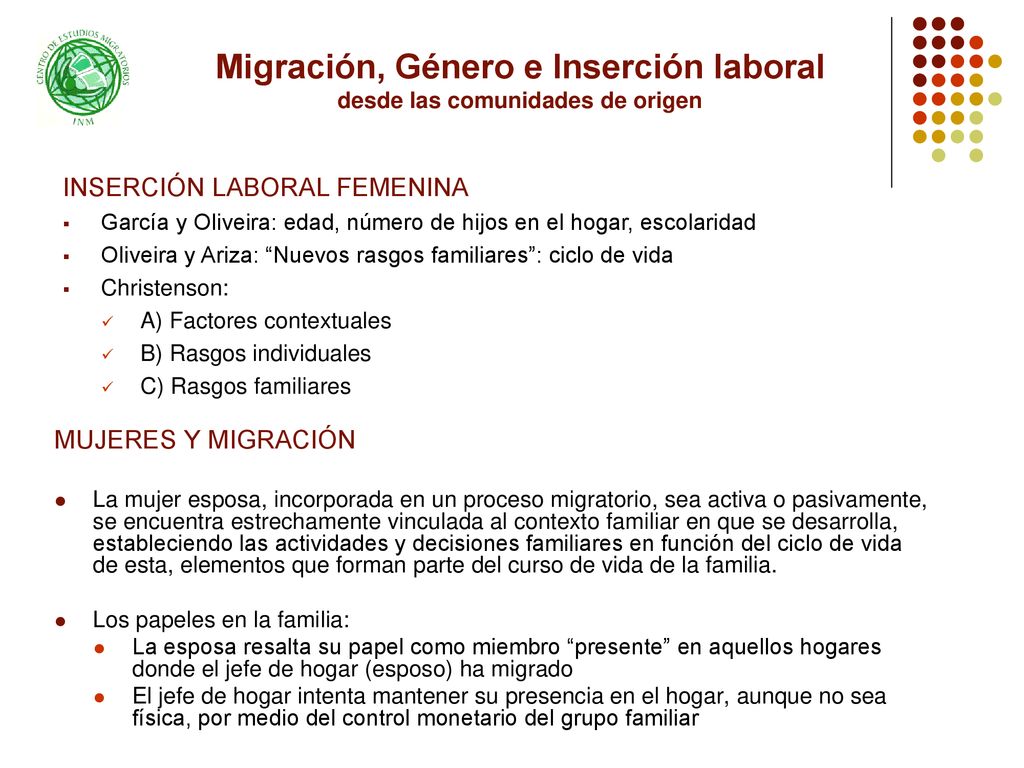 Migración, Género e Inserción laboral desde las comunidades de origen