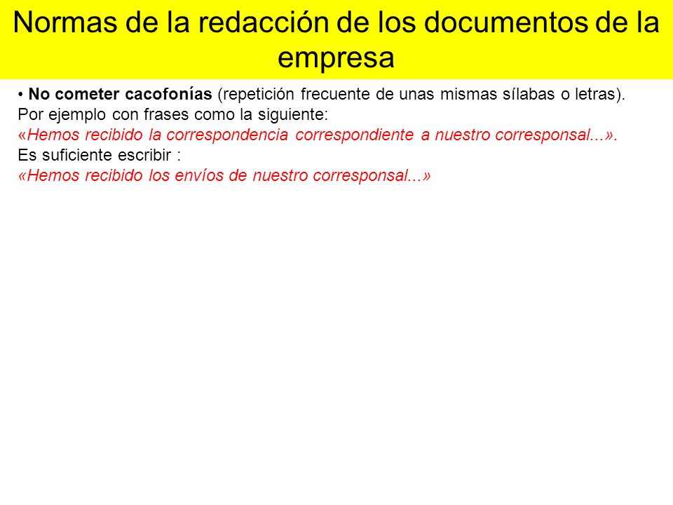 Normas de la redacción de los documentos de la empresa