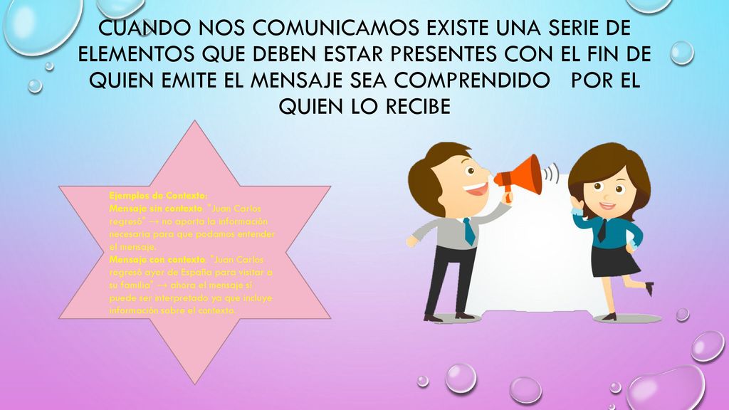 Cuando nos comunicamos existe una serie de elementos que deben estar presentes con el fin de quien emite el mensaje SEA COMPRENDIDO por el quien lo recibe