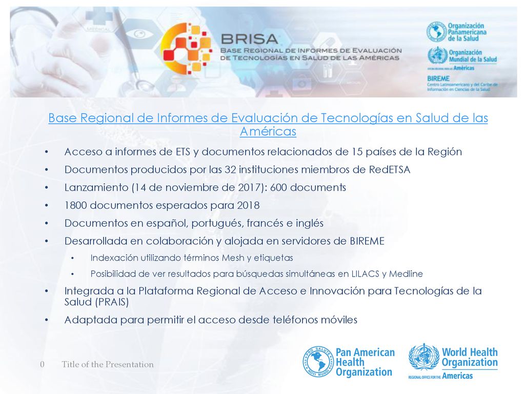 Base Regional de Informes de Evaluación de Tecnologías en Salud de las Américas
