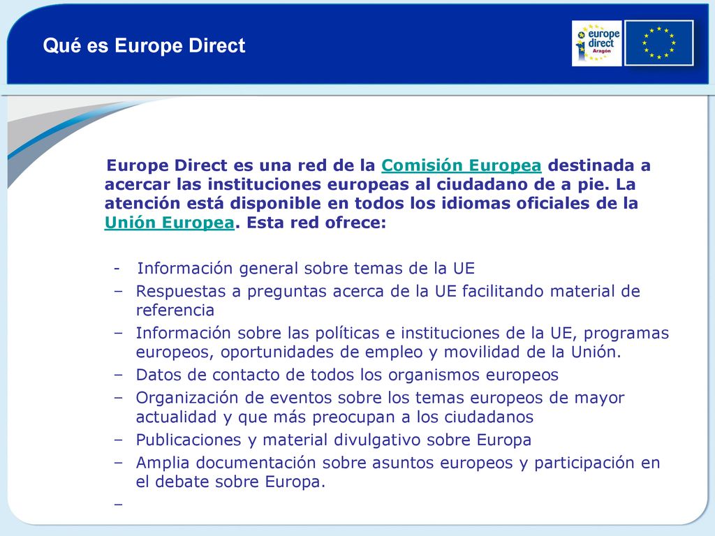 Qué es Europe Direct - Información general sobre temas de la UE