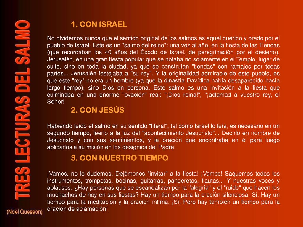 1. CON ISRAEL 2. CON JESÚS 3. CON NUESTRO TIEMPO
