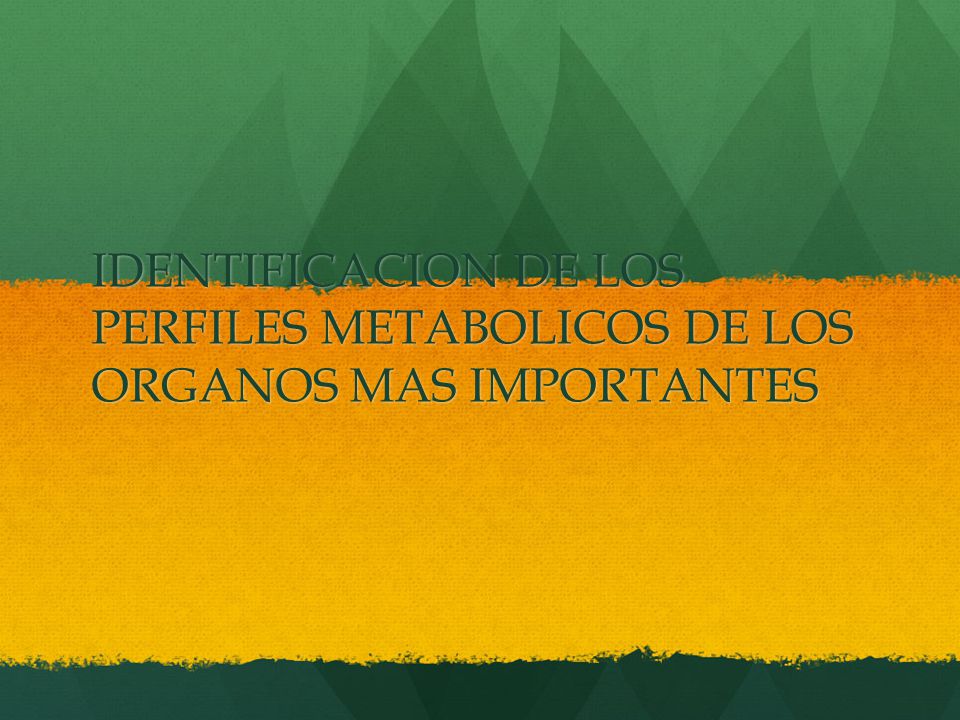 IDENTIFICACION DE LOS PERFILES METABOLICOS DE LOS ORGANOS MAS IMPORTANTES