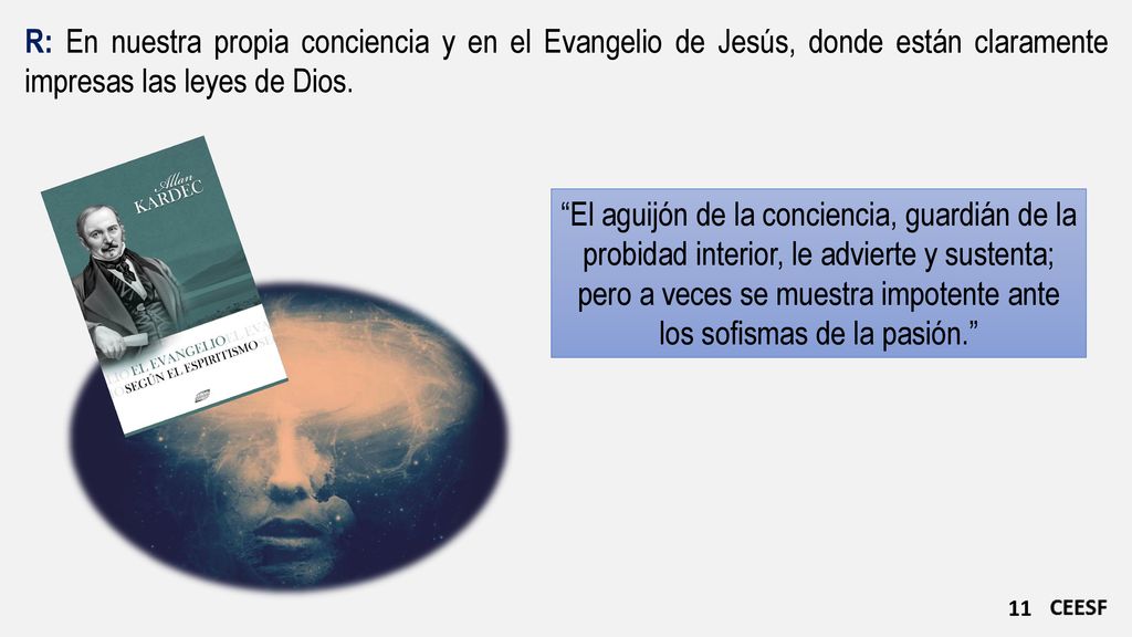 R: En nuestra propia conciencia y en el Evangelio de Jesús, donde están claramente impresas las leyes de Dios.