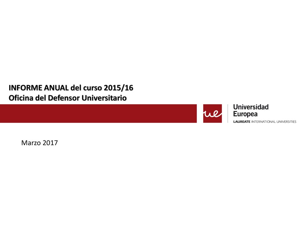 INFORME ANUAL del curso 2015/16 Oficina del Defensor Universitario