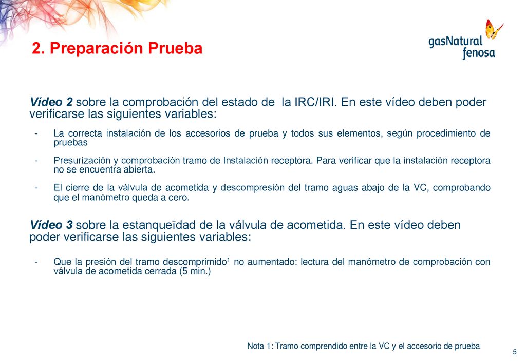 2. Preparación Prueba Vídeo 2 sobre la comprobación del estado de la IRC/IRI. En este vídeo deben poder verificarse las siguientes variables: