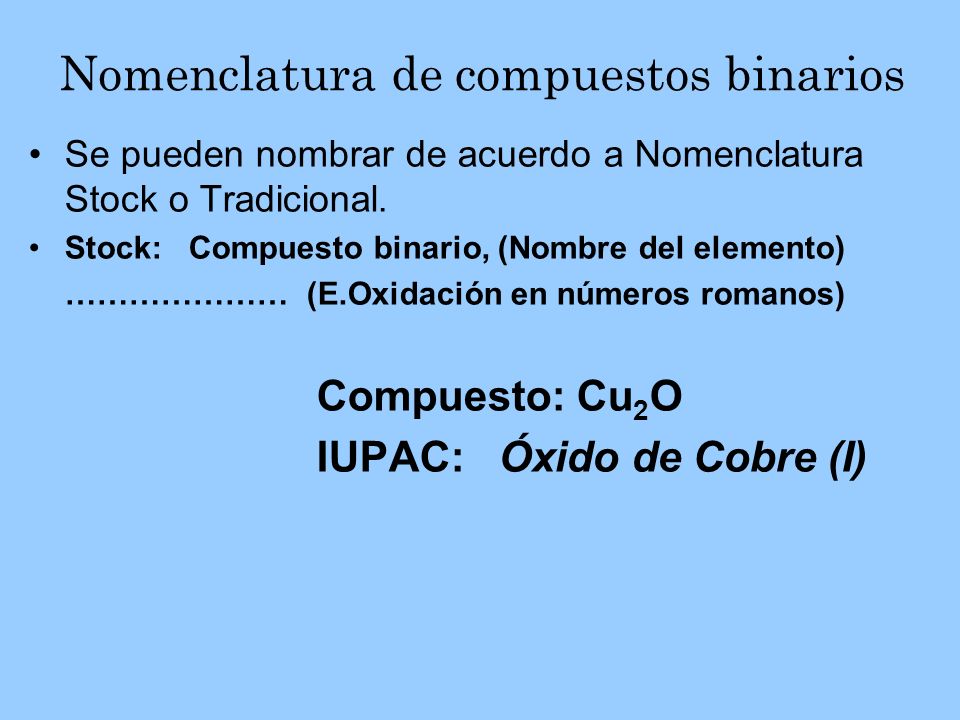 Nomenclatura de compuestos binarios