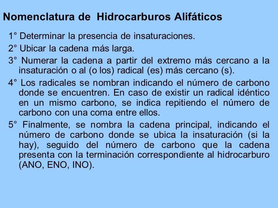 Nomenclatura de Hidrocarburos Alifáticos