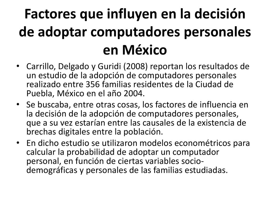 Factores que influyen en la decisión de adoptar computadores personales en México