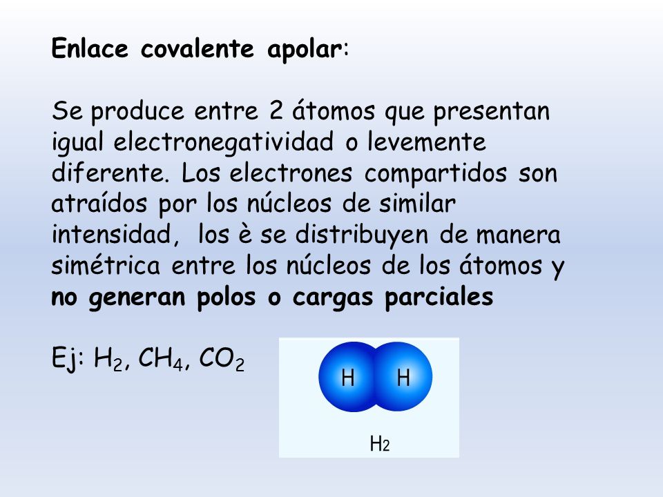 Enlace covalente apolar: