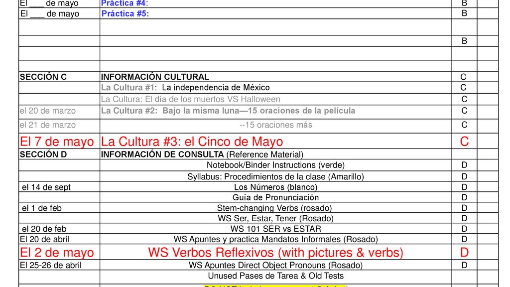 ¡PARA ENTREGAR EL ___DE MAYO! are on ALL papers! Highlight Labels!