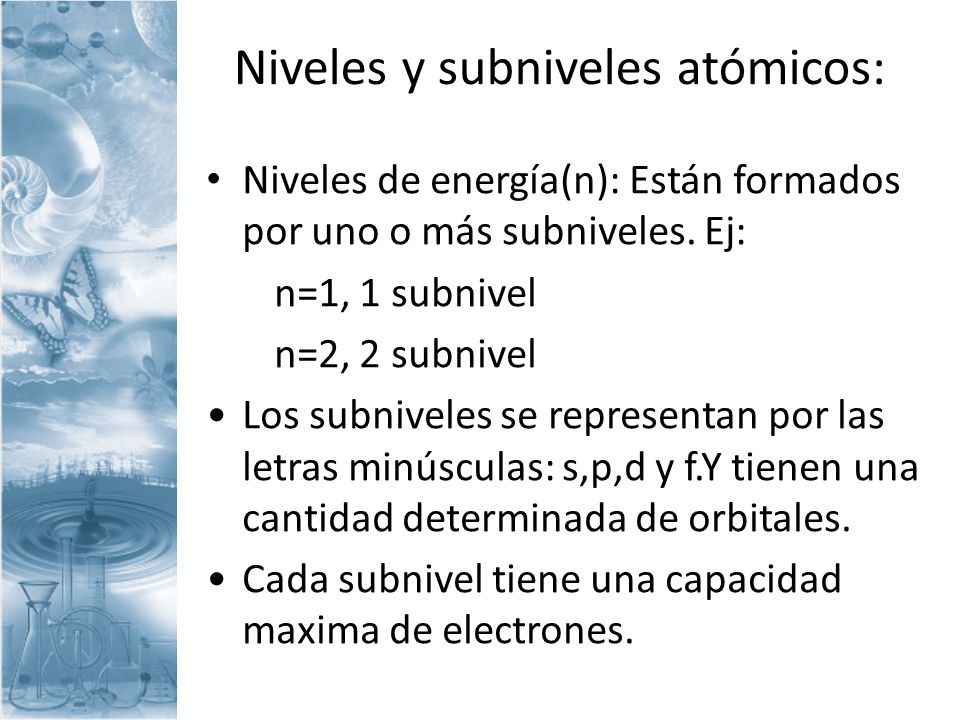 Niveles y subniveles atómicos: