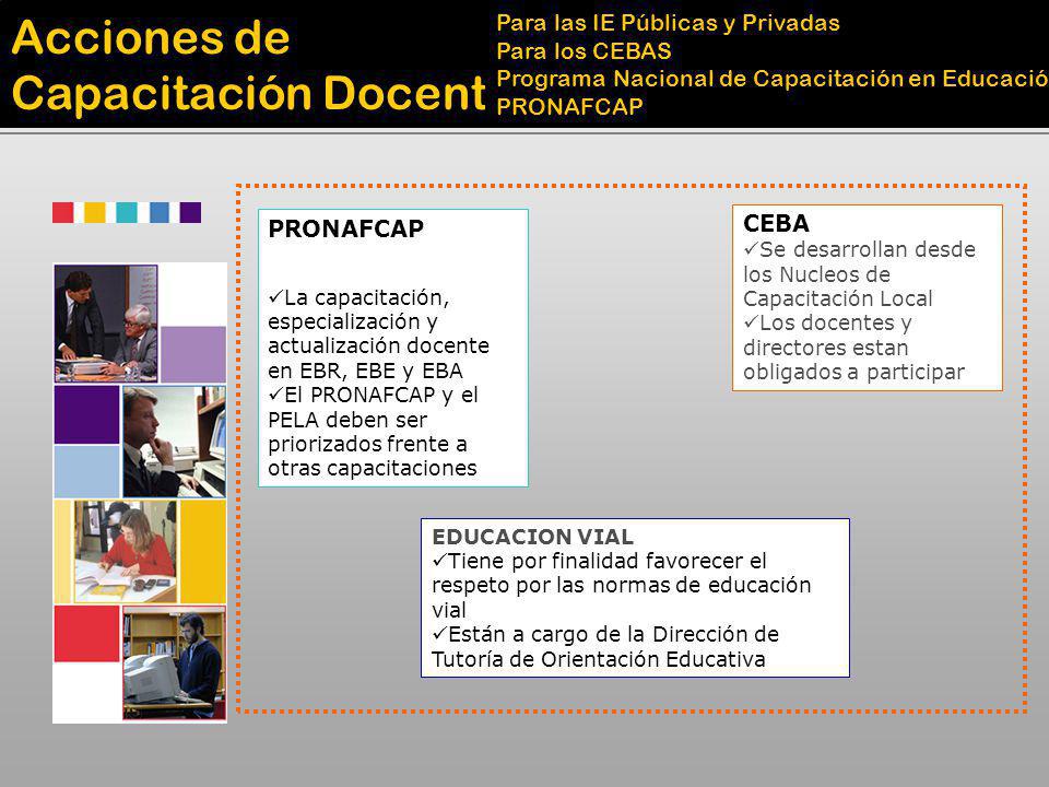 Acciones de Capacitación Docente Para las IE Públicas y Privadas