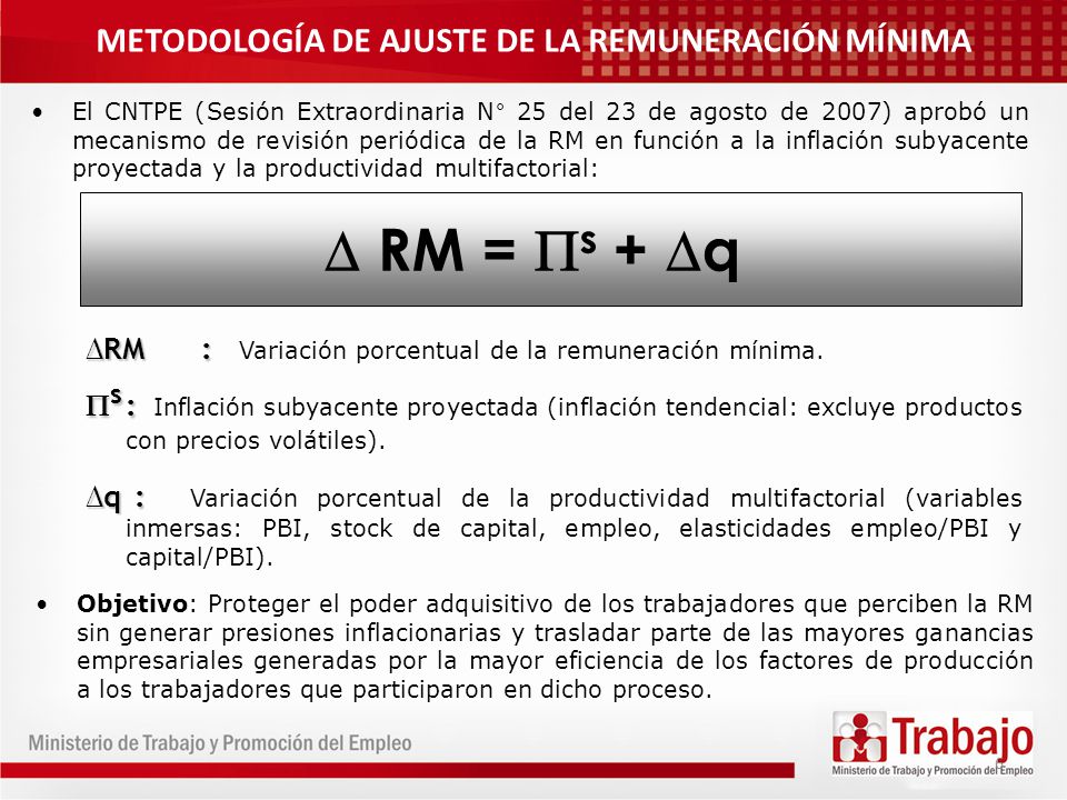 METODOLOGÍA DE AJUSTE DE LA REMUNERACIÓN MÍNIMA