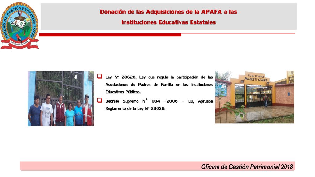 Donación de las Adquisiciones de la APAFA a las Instituciones Educativas Estatales