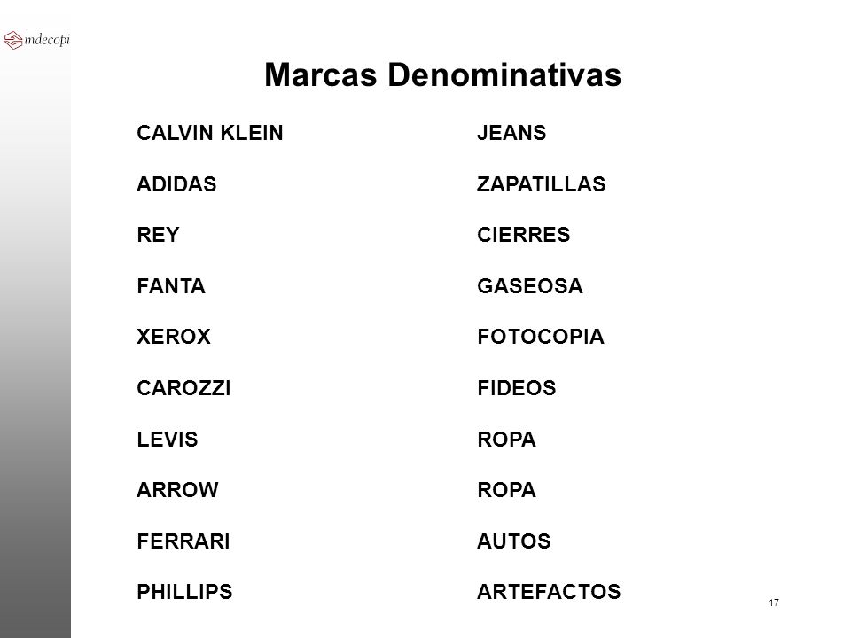 Marcas Denominativas CALVIN KLEIN JEANS ADIDAS ZAPATILLAS