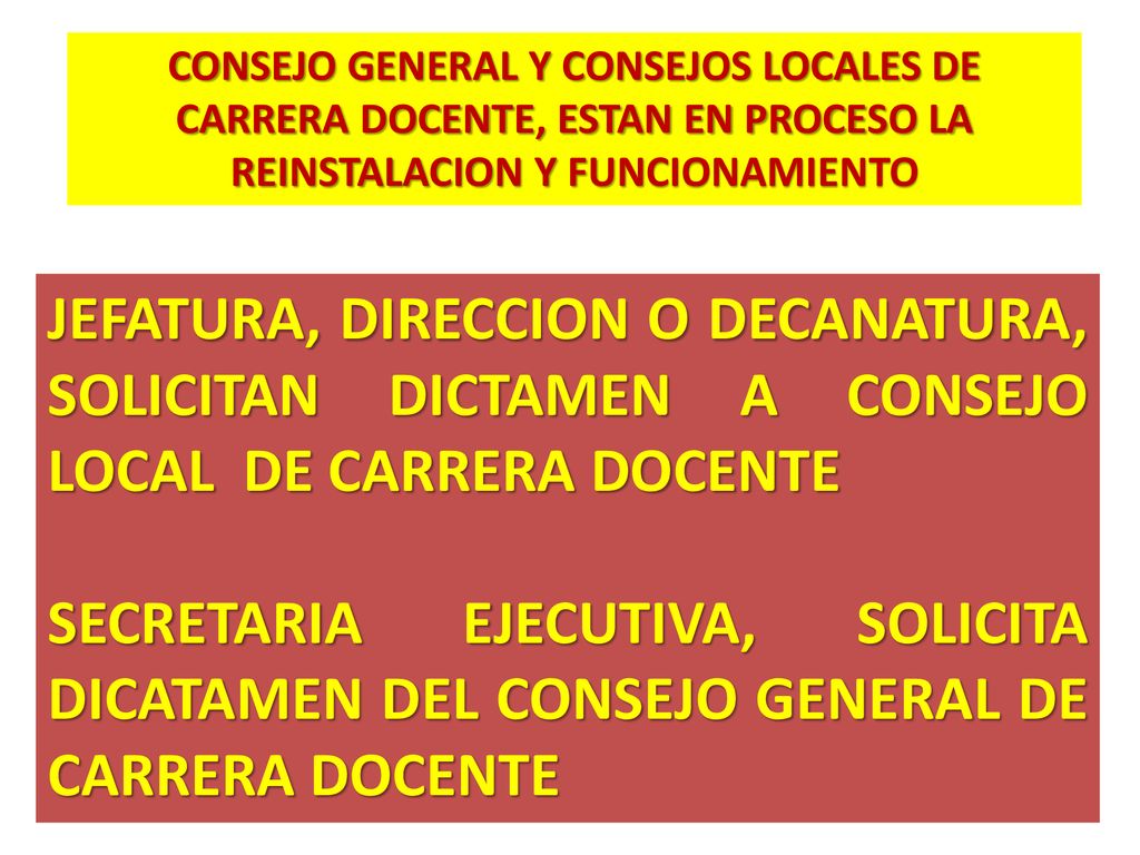 CONSEJO GENERAL Y CONSEJOS LOCALES DE CARRERA DOCENTE, ESTAN EN PROCESO LA REINSTALACION Y FUNCIONAMIENTO