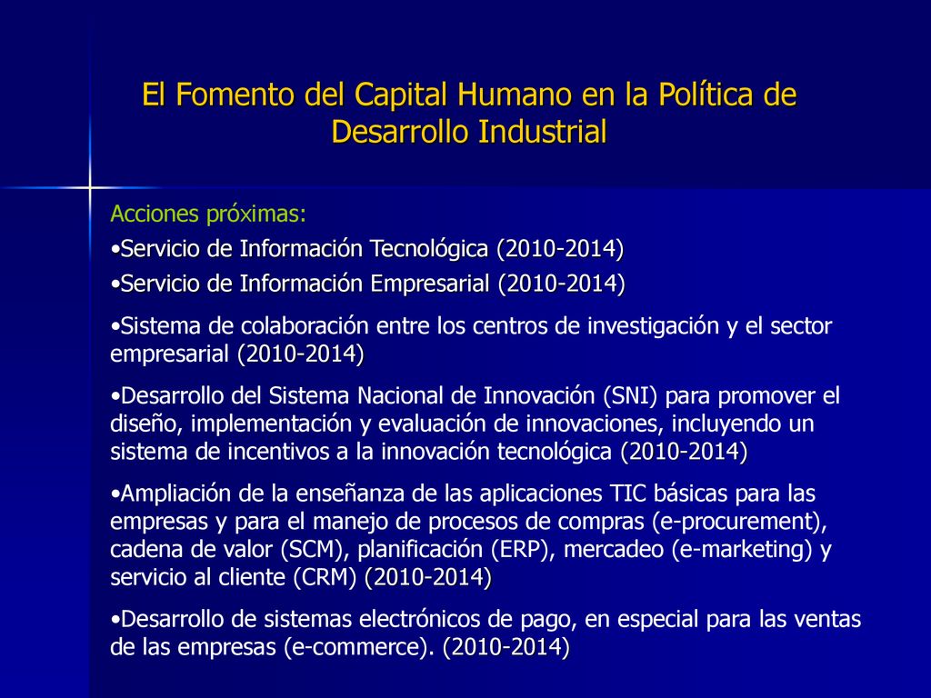 El Fomento del Capital Humano en la Política de Desarrollo Industrial