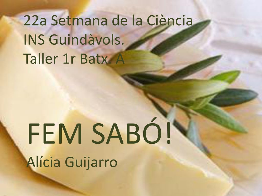 FEM SABÓ! 22a Setmana de la Ciència INS Guindàvols. Taller 1r Batx. A