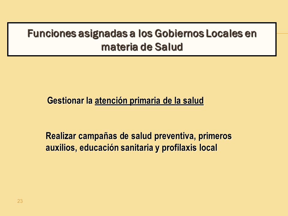 Funciones asignadas a los Gobiernos Locales en materia de Salud