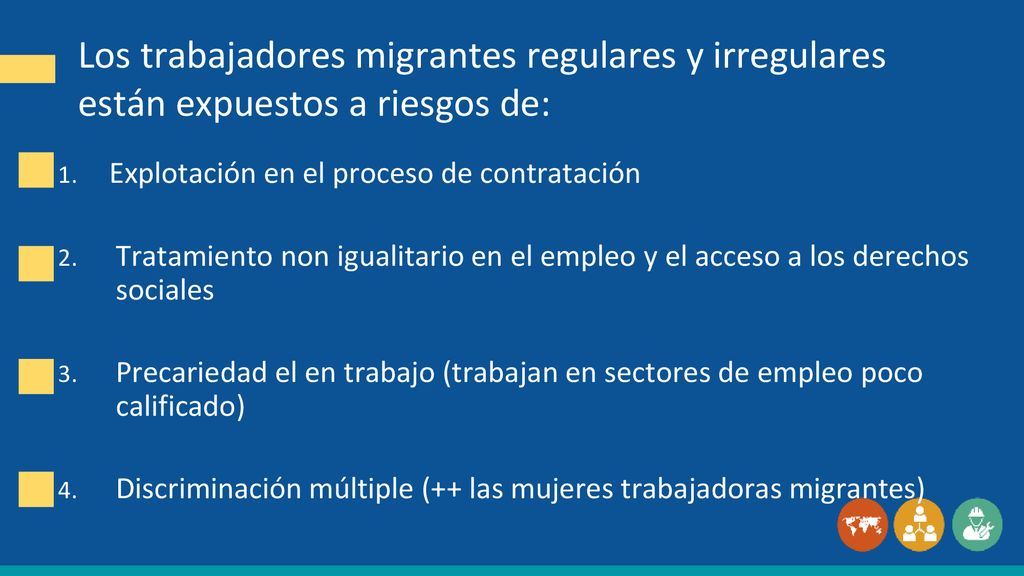 Los trabajadores migrantes regulares y irregulares están expuestos a riesgos de: