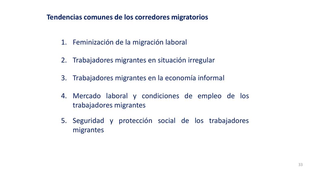 Tendencias comunes de los corredores migratorios