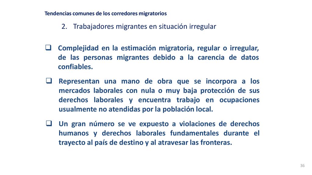 Tendencias comunes de los corredores migratorios