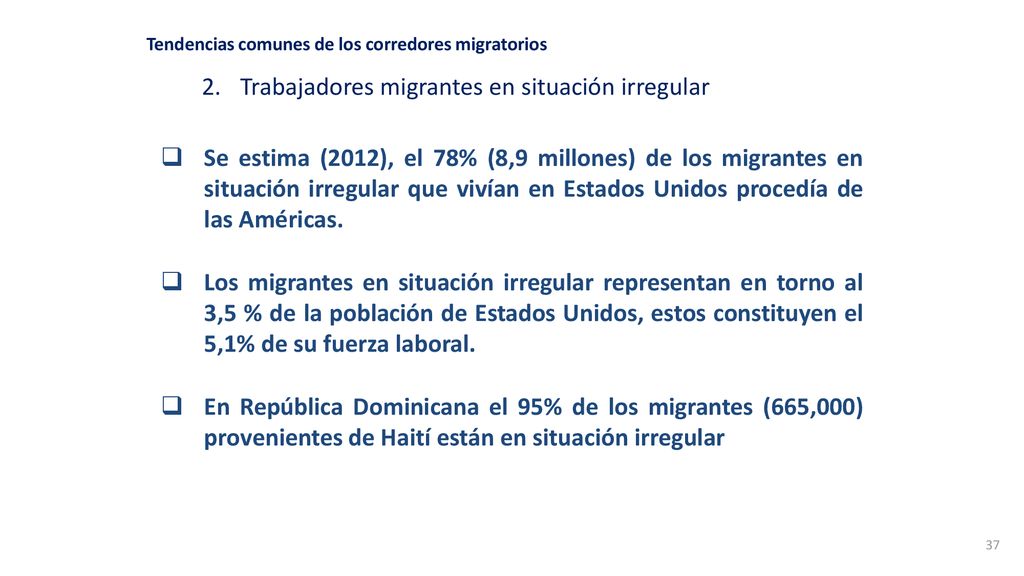 Tendencias comunes de los corredores migratorios