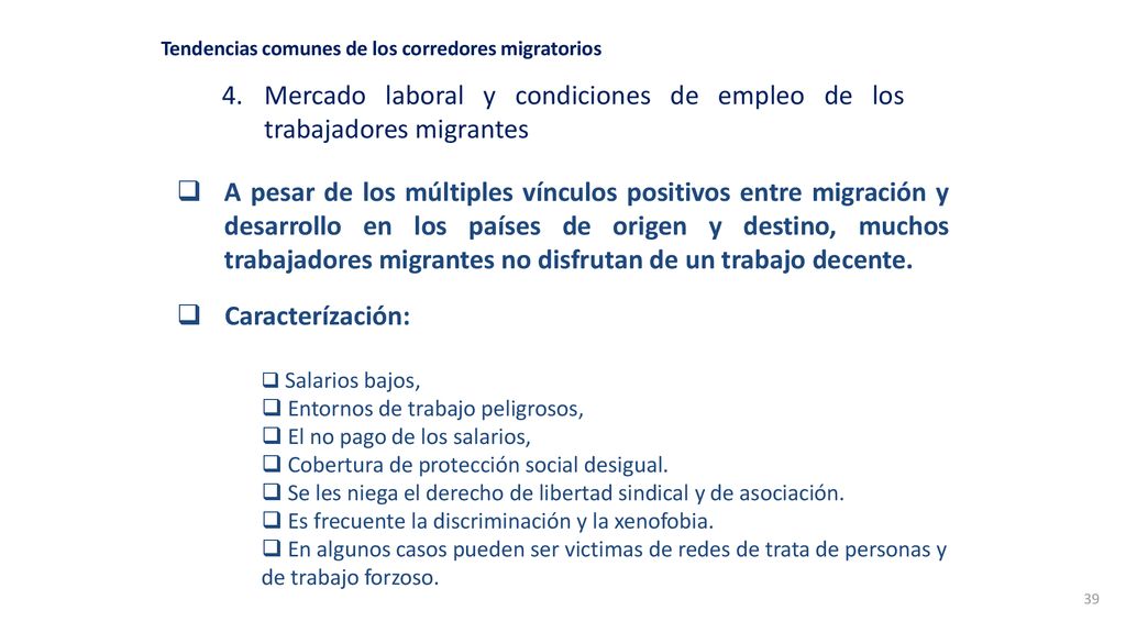 Tendencias comunes de los corredores migratorios