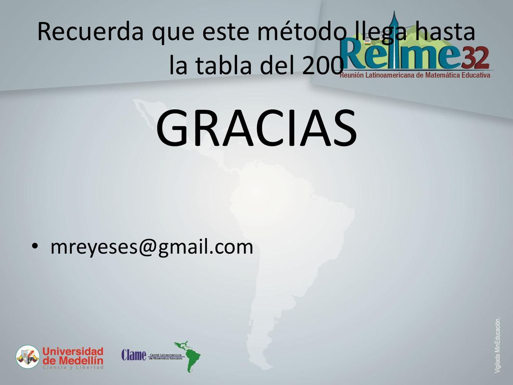 Recuerda que este método llega hasta la tabla del 200