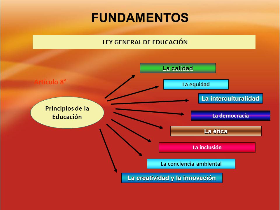 FUNDAMENTOS Artículo 8° LEY GENERAL DE EDUCACIÓN