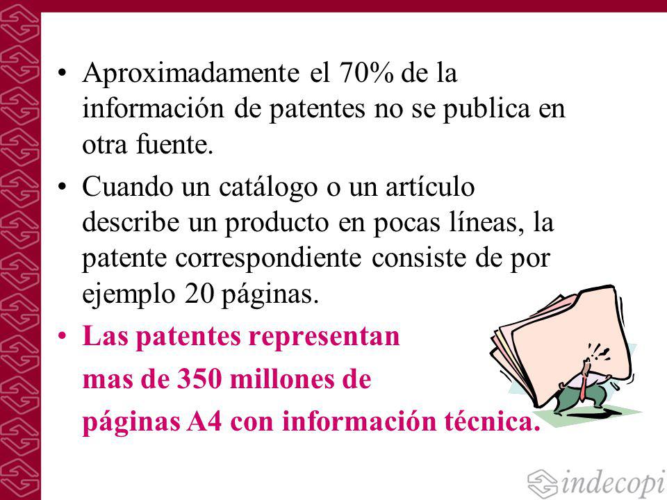 Aproximadamente el 70% de la información de patentes no se publica en otra fuente.