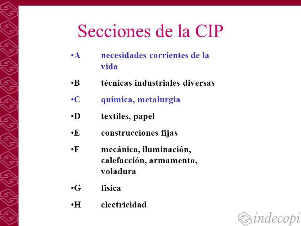 Secciones de la CIP A necesidades corrientes de la vida