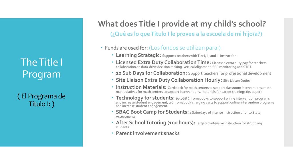 The Title I Program ( El Programa de Titulo I: )