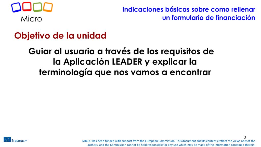 Indicaciones básicas sobre como rellenar un formulario de financiación