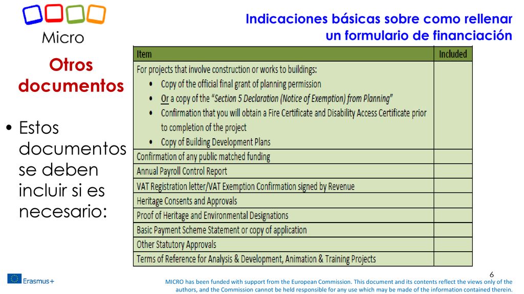 Indicaciones básicas sobre como rellenar un formulario de financiación