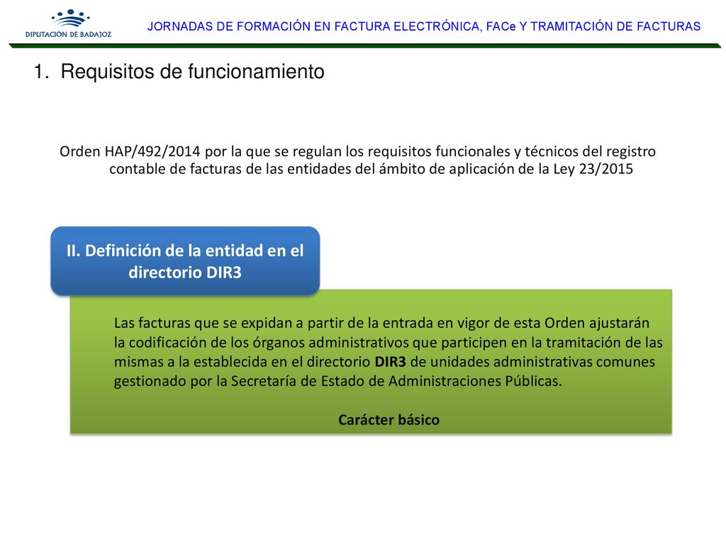 II. Definición de la entidad en el directorio DIR3