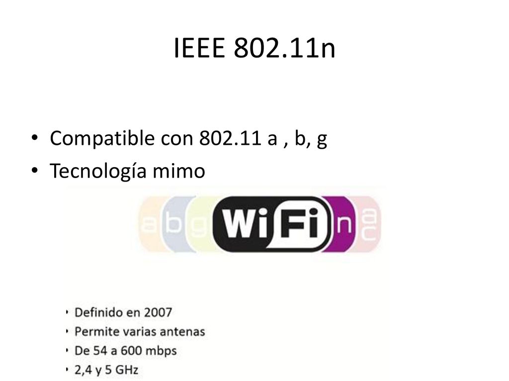 IEEE n Compatible con a , b, g Tecnología mimo